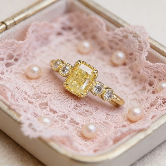 Dainty Yellow Sparkle Mini Zirconia Ring