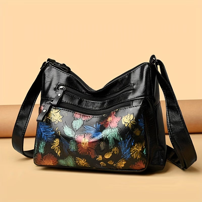 Women’s Vintage Floral Large-Capacity Crossbody Shoulder Bag