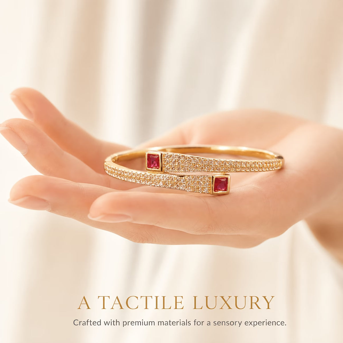 Crimson Luxe Full-Zirconia Staggered Bracelet