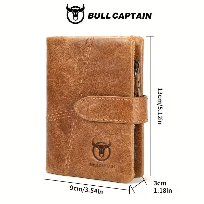 BullCaptain Men’s Vertical Retro Leather Business Wallet