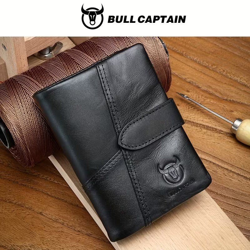 BullCaptain Men’s Vertical Retro Leather Business Wallet
