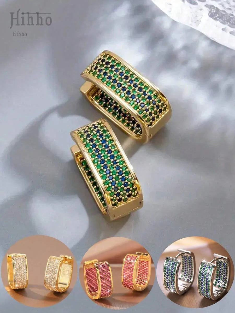 Elegant Gold Sparkling & Stylish Cubic Zirconia Earrings