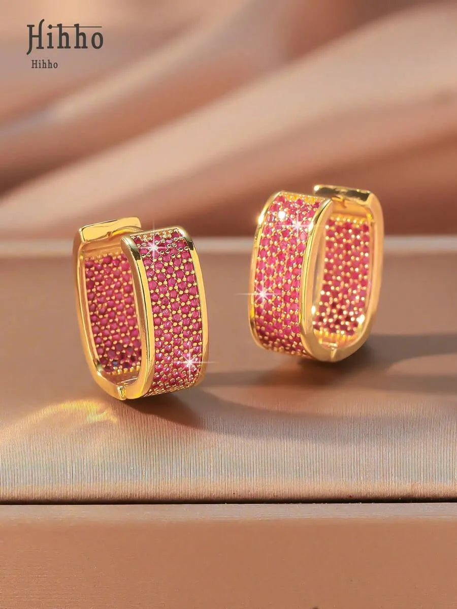 Elegant Gold Sparkling & Stylish Cubic Zirconia Earrings