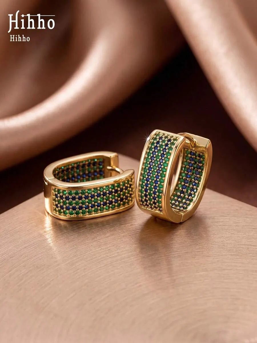 Elegant Gold Sparkling & Stylish Cubic Zirconia Earrings