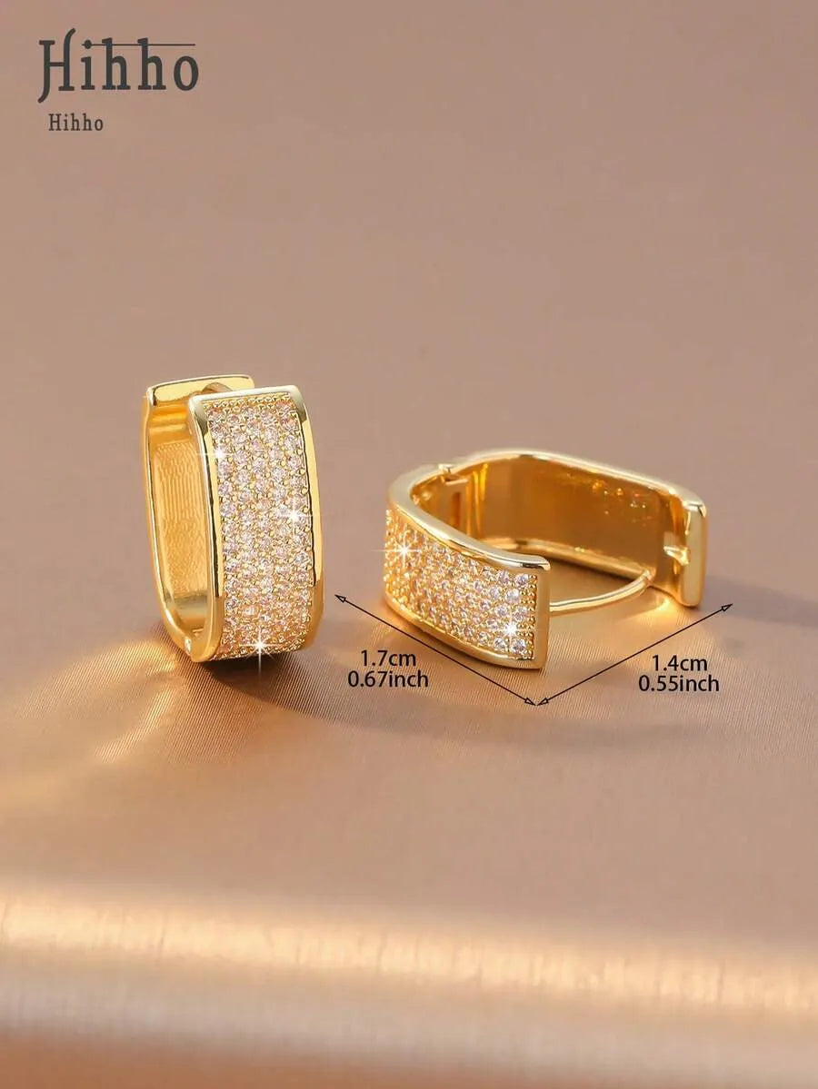 Elegant Gold Sparkling & Stylish Cubic Zirconia Earrings