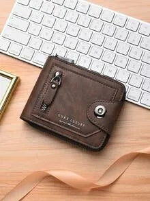 Men’s Vintage Leather Wallet – External Card Slot & Multi-Compartment Design