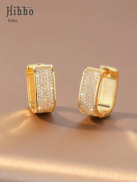 Elegant Gold Sparkling & Stylish Cubic Zirconia Earrings