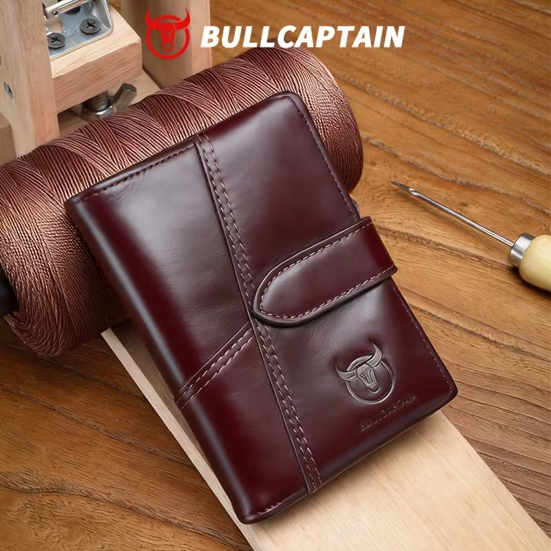 BullCaptain Men’s Vertical Retro Leather Business Wallet