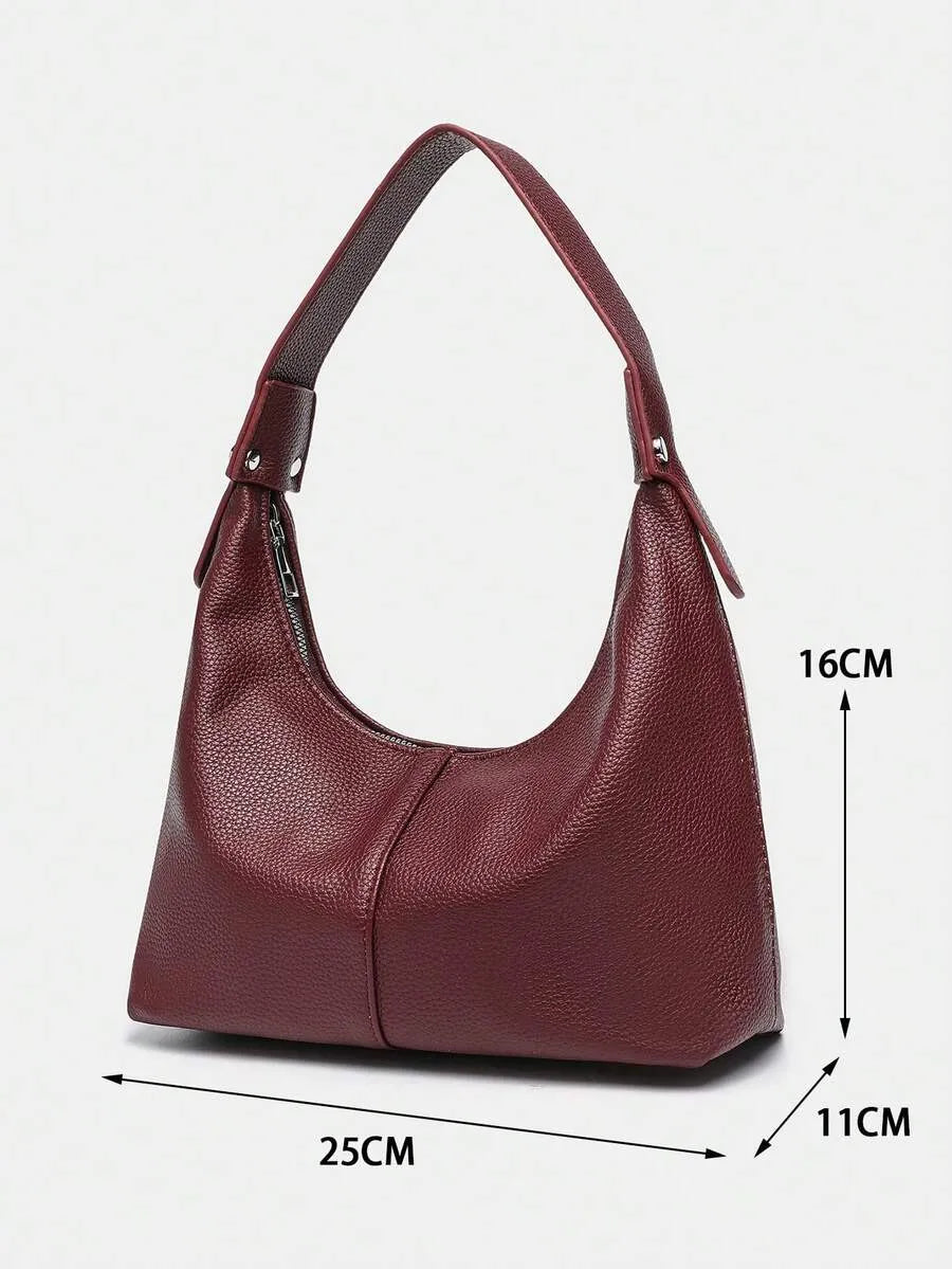 LUCIANO Women’s Burgundy Brown PU Leather Hobo Bag