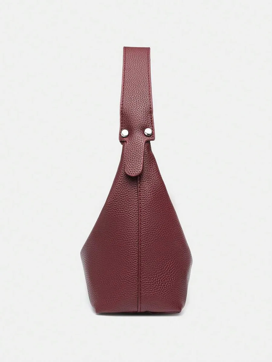 LUCIANO Women’s Burgundy Brown PU Leather Hobo Bag