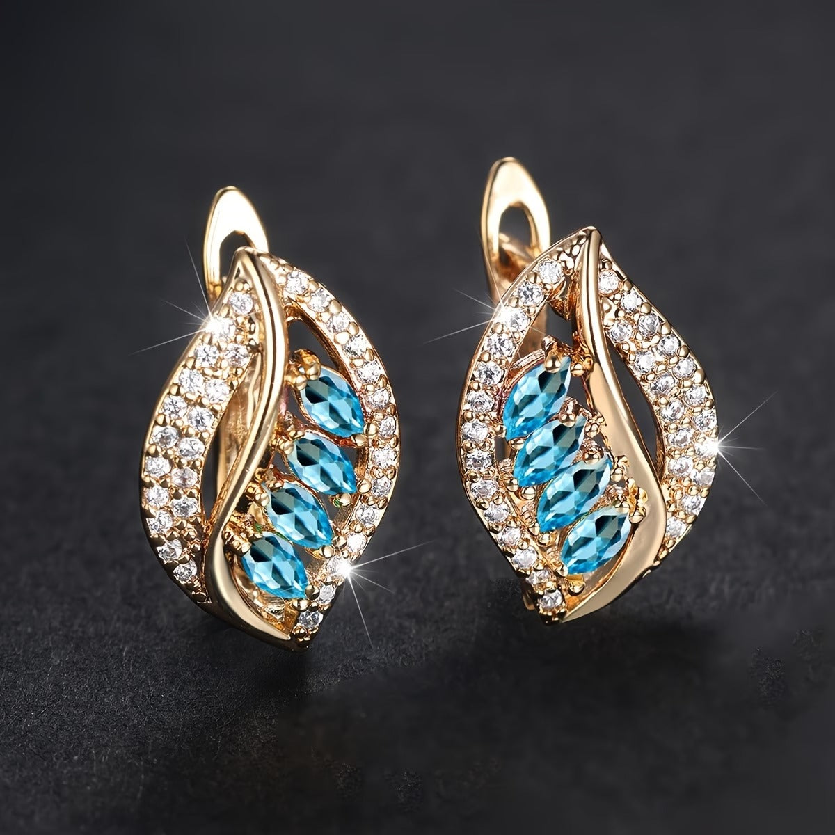 Luxury Marquise Cut Multicolor Stone Drop Earrings