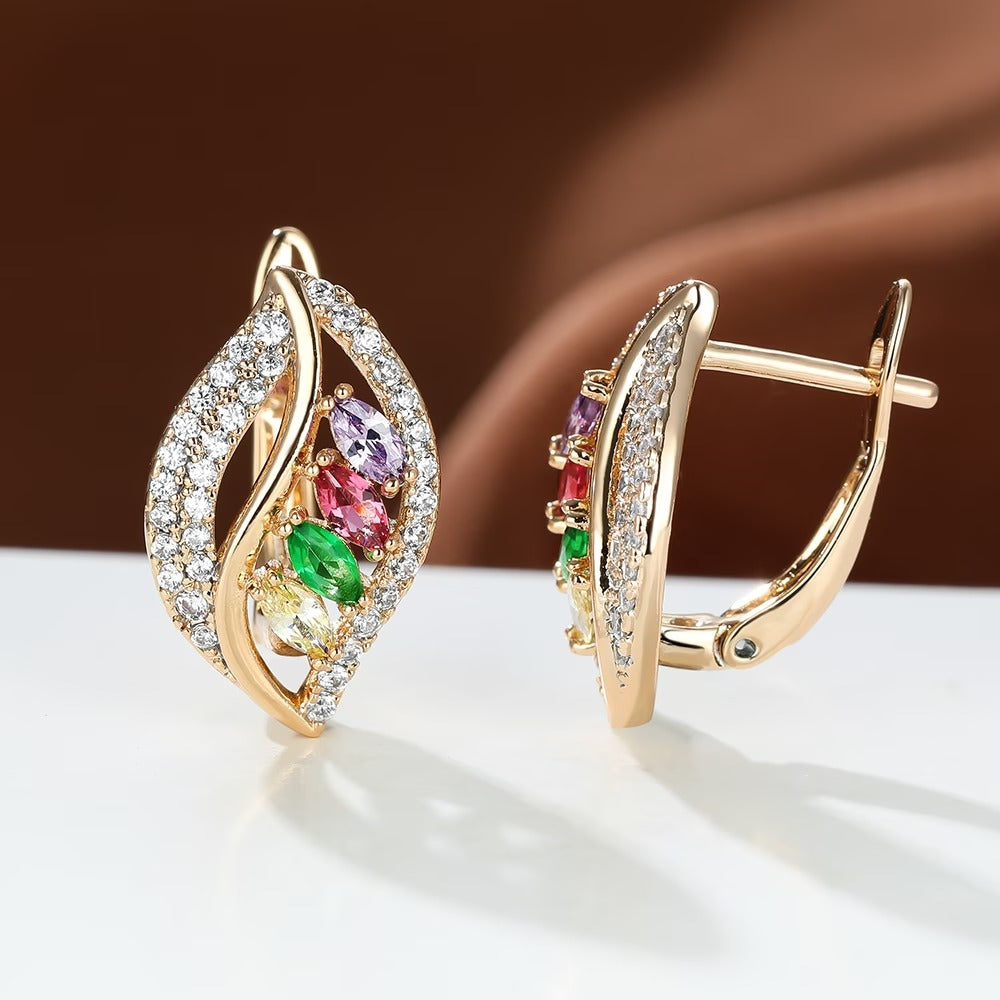 Luxury Marquise Cut Multicolor Stone Drop Earrings
