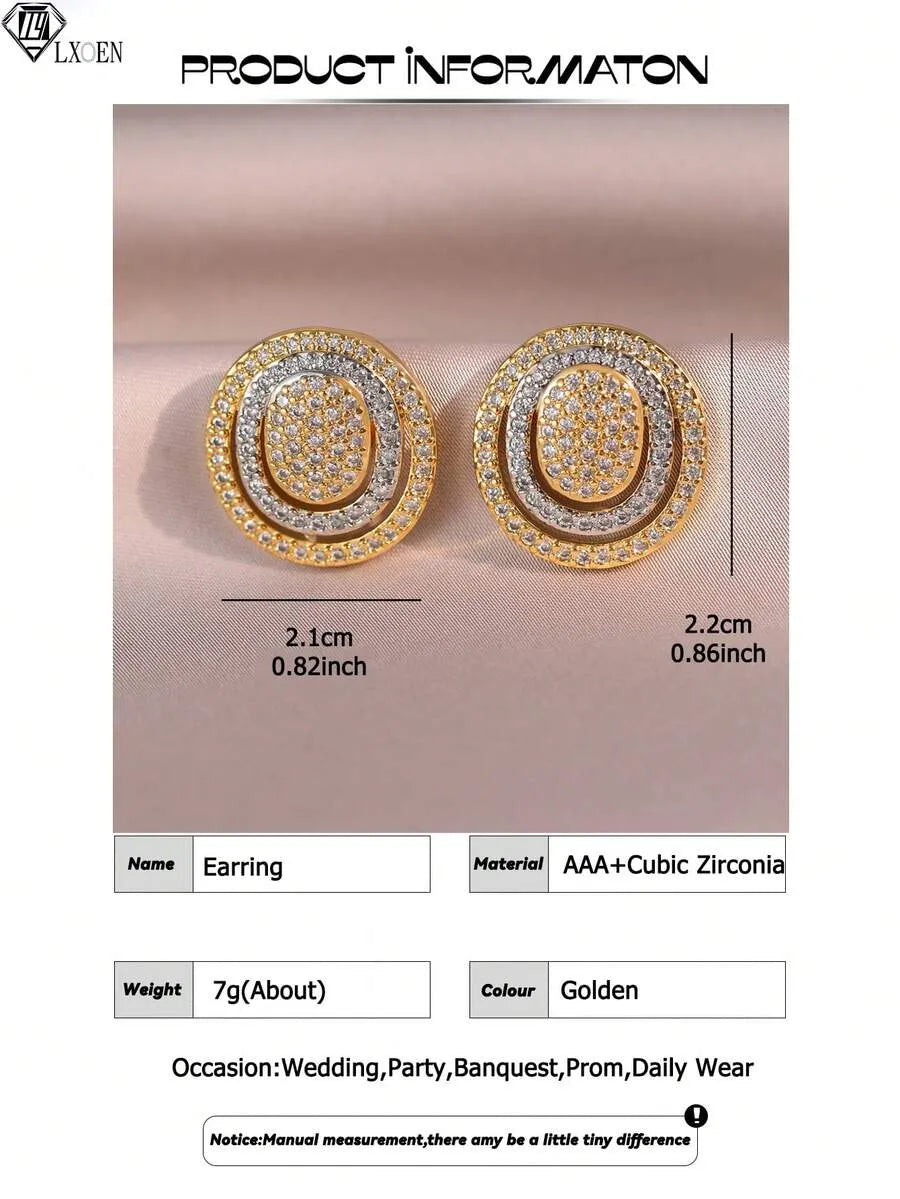 Dreamy Dual-Tone Multi-Layer Round Stud Earrings