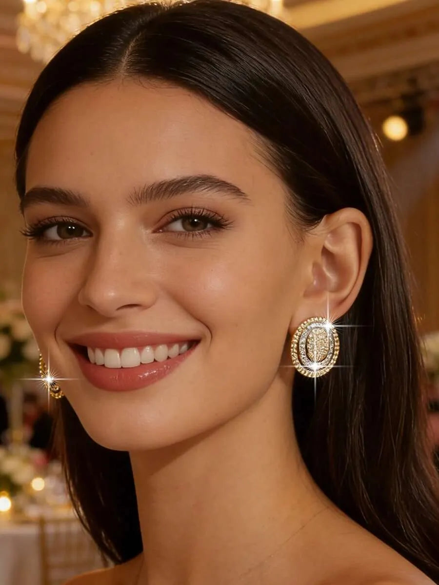 Dreamy Dual-Tone Multi-Layer Round Stud Earrings