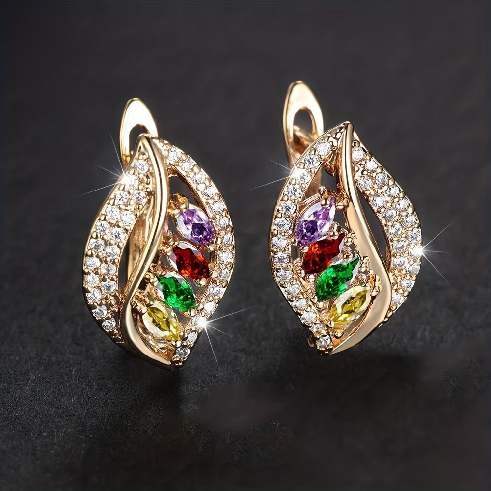 Luxury Marquise Cut Multicolor Stone Drop Earrings