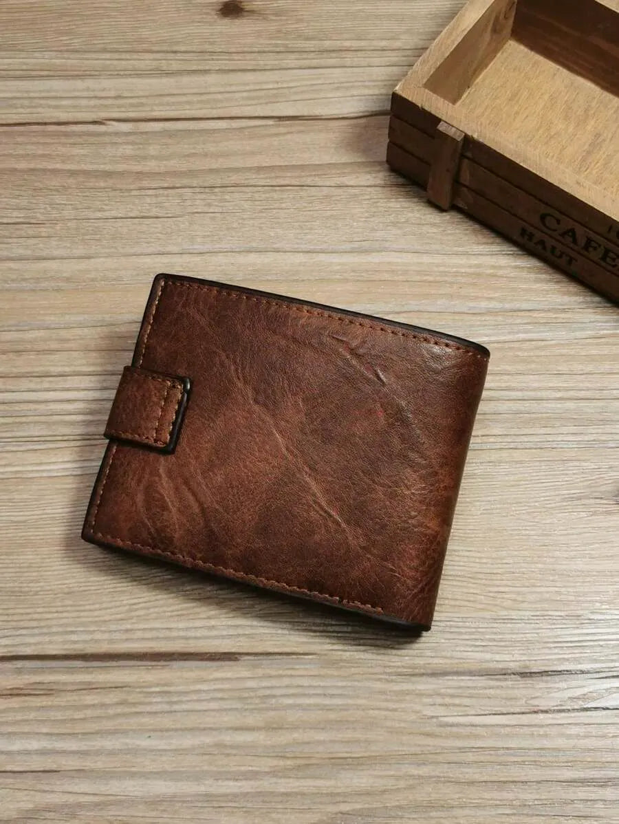 Men’s Premium PU Leather Bi-Fold Wallet – Multi-Compartment & High Capacity
