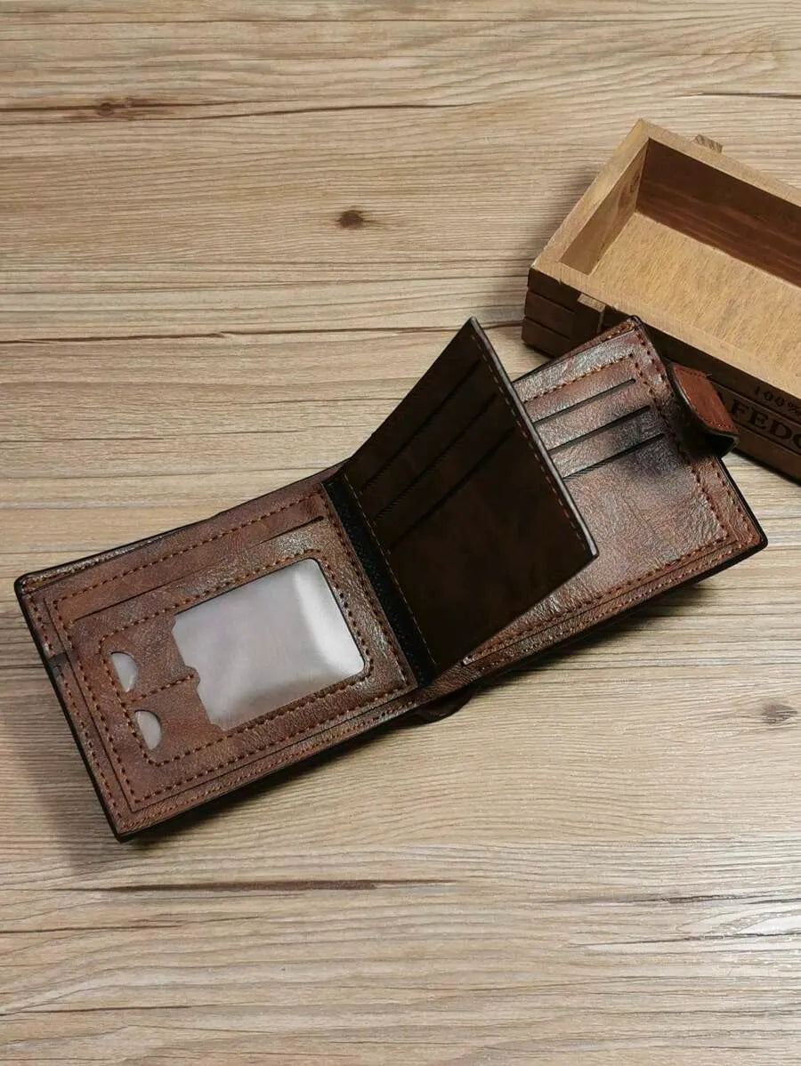 Men’s Premium PU Leather Bi-Fold Wallet – Multi-Compartment & High Capacity
