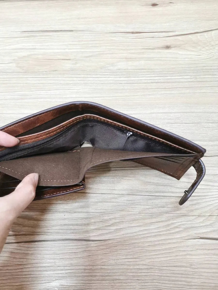 Men’s Premium PU Leather Bi-Fold Wallet – Multi-Compartment & High Capacity