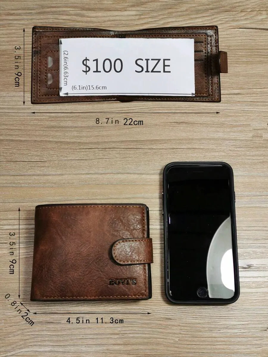 Men’s Premium PU Leather Bi-Fold Wallet – Multi-Compartment & High Capacity