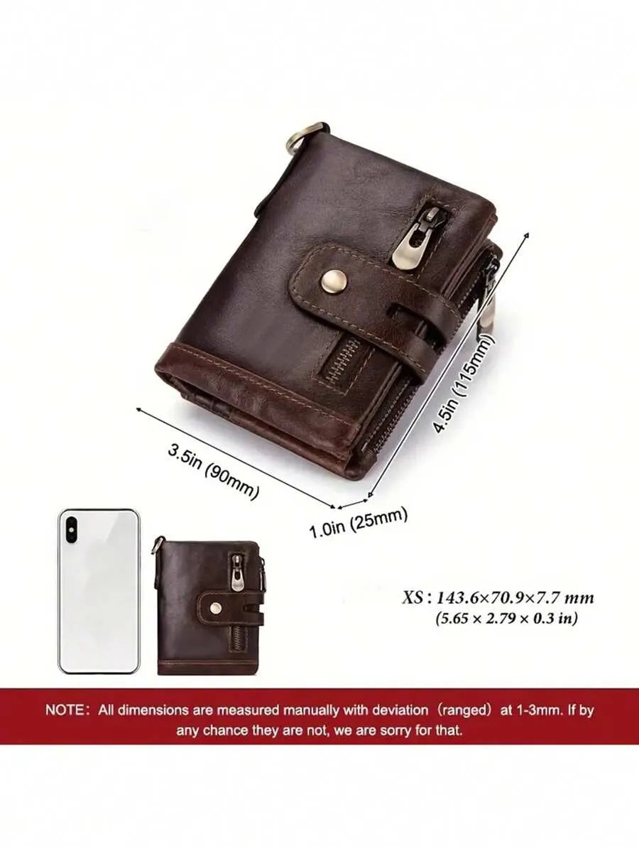 Men’s RFID Bifold Wallet – Zipper Coin Pocket & ID Window