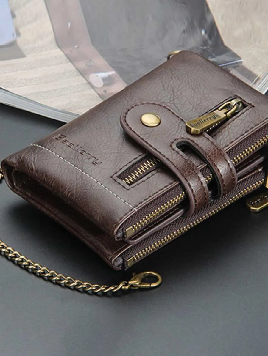 Men’s RFID Bifold Wallet – Zipper Coin Pocket & ID Window
