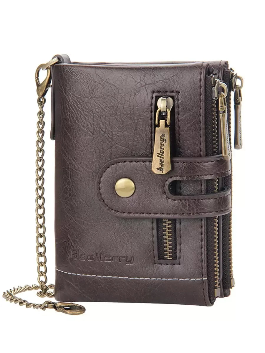 Men’s RFID Bifold Wallet – Zipper Coin Pocket & ID Window