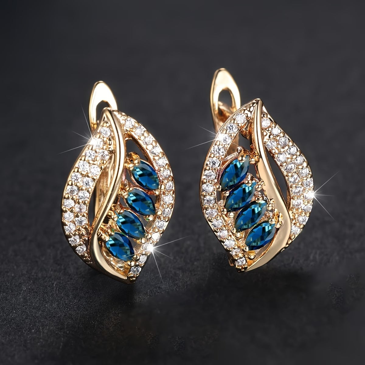 Luxury Marquise Cut Multicolor Stone Drop Earrings