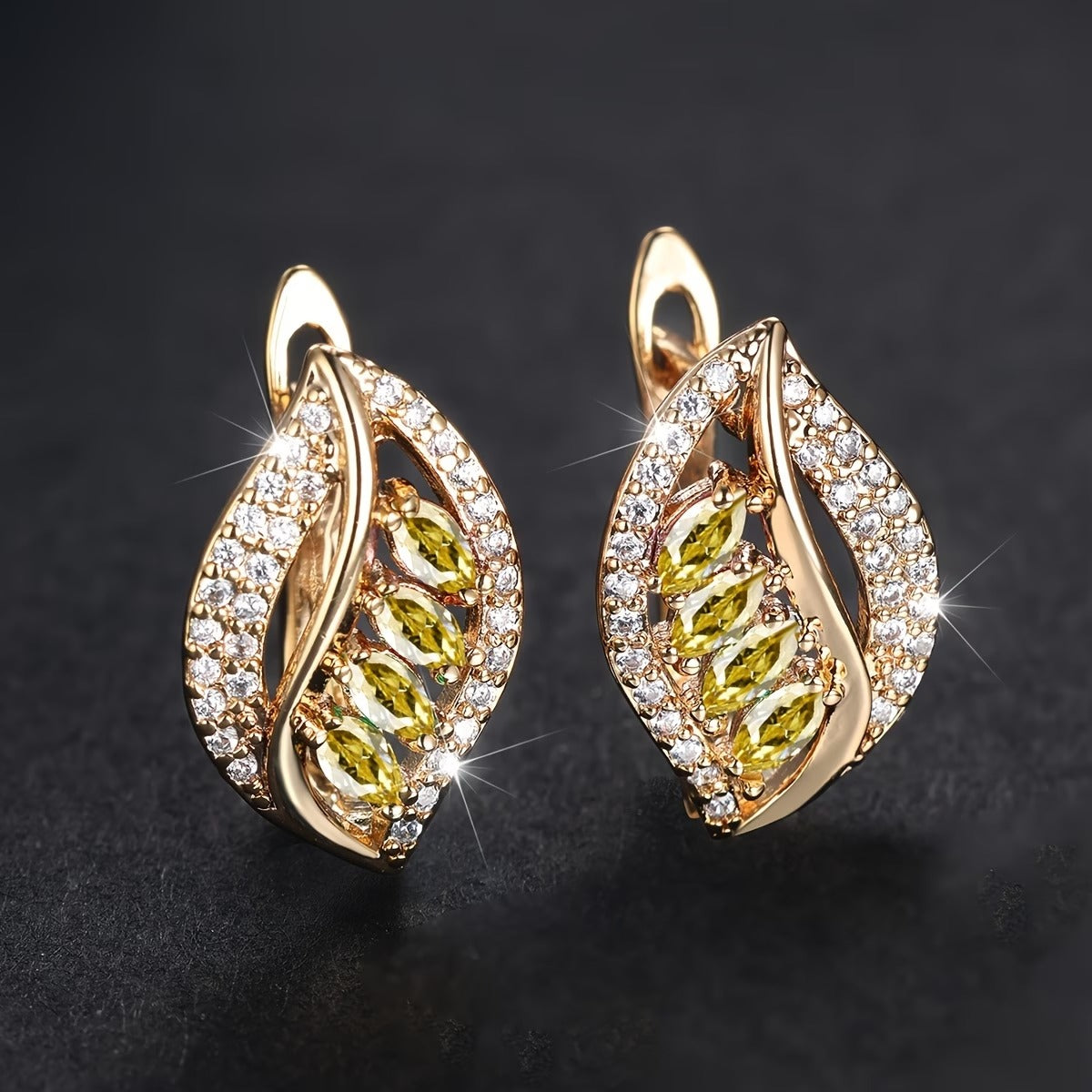 Luxury Marquise Cut Multicolor Stone Drop Earrings