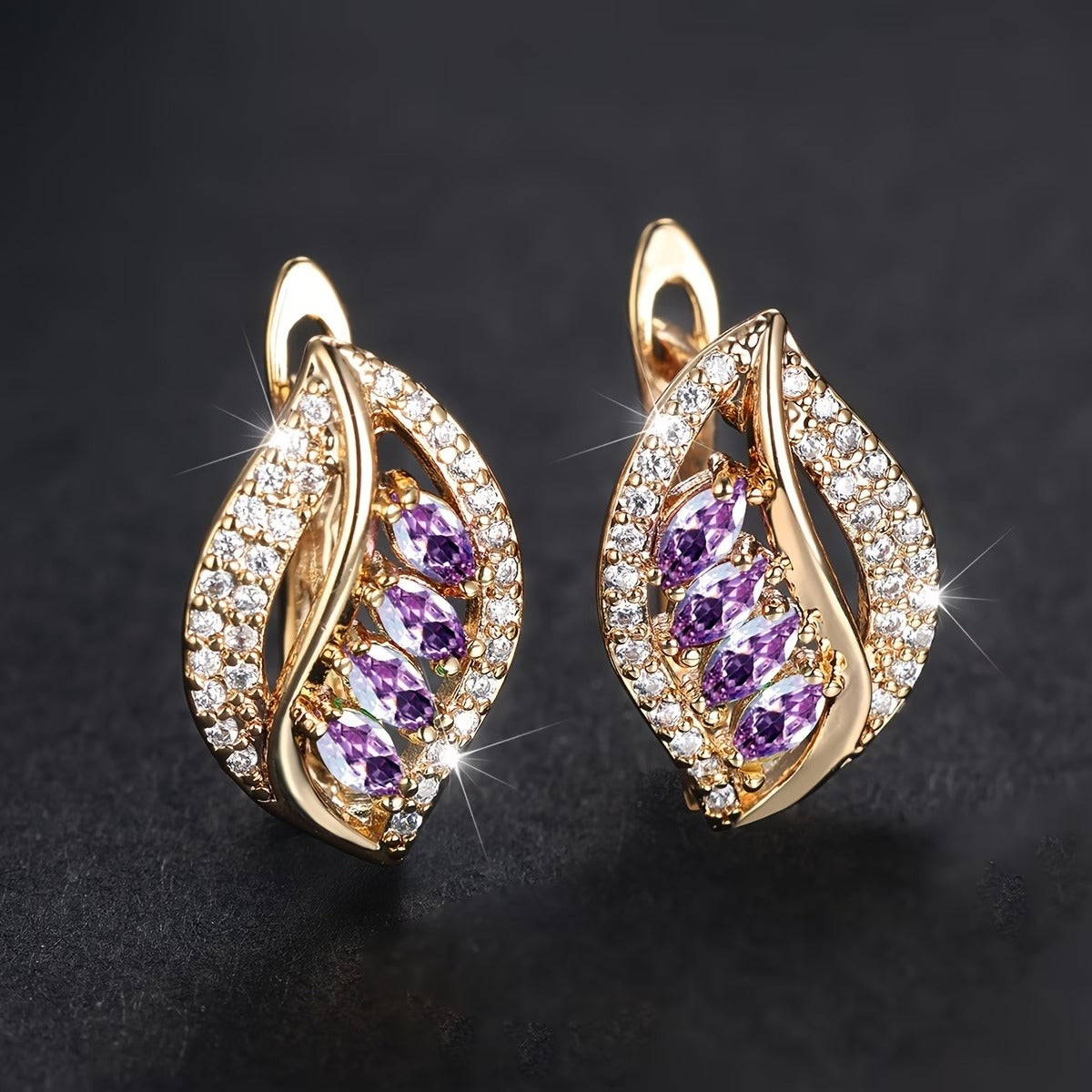 Luxury Marquise Cut Multicolor Stone Drop Earrings