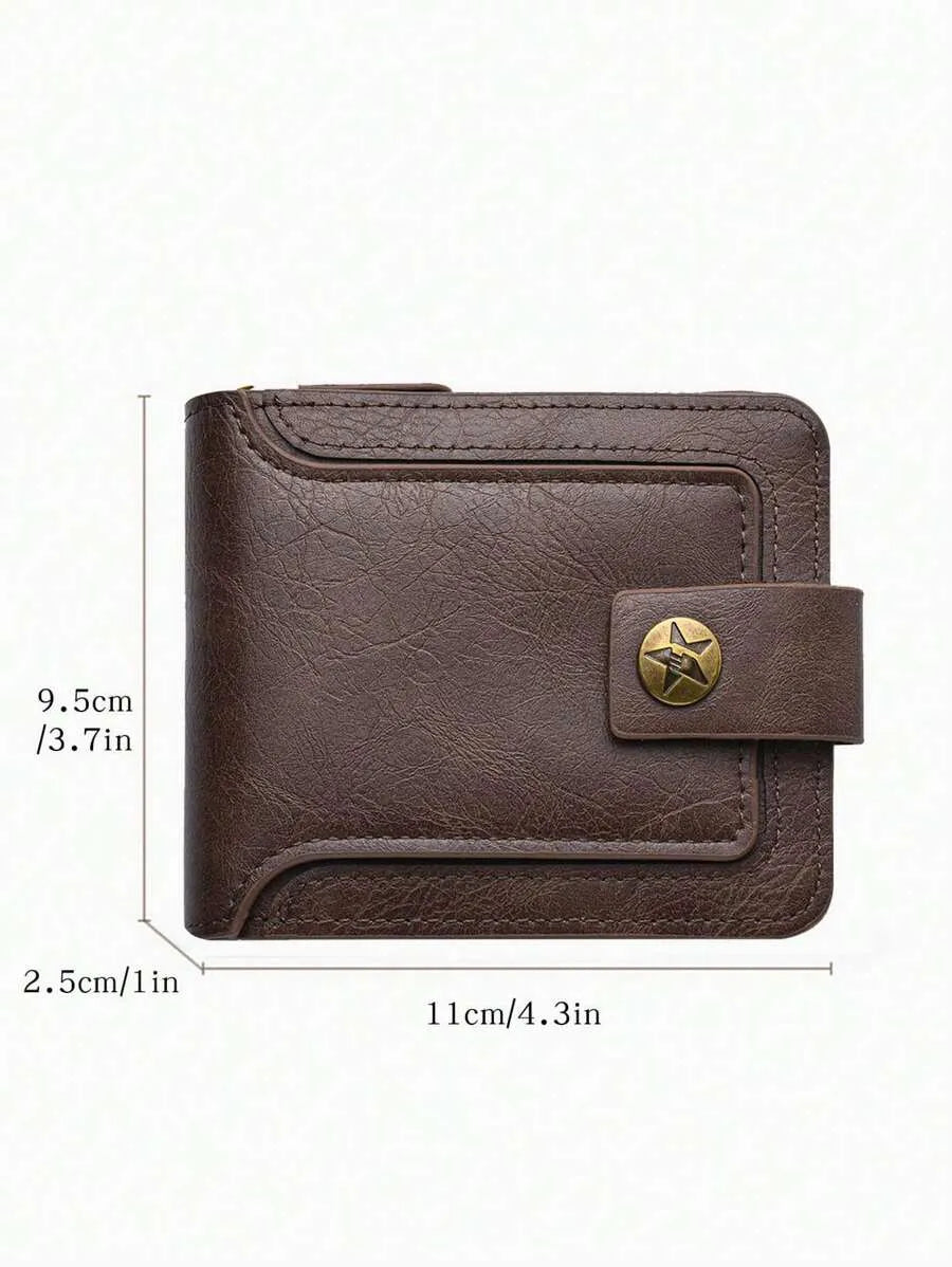 Men’s Vintage Leather Wallet – External Card Slot & Multi-Compartment Design