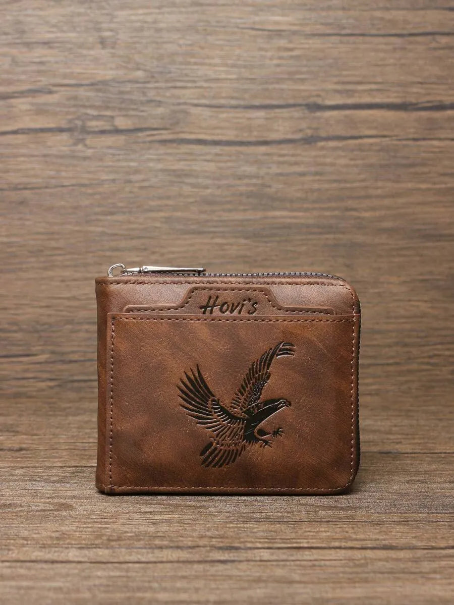 Men's Vintage Distressed Clutch Wallet – 2-Piece Set with Wrist Strap